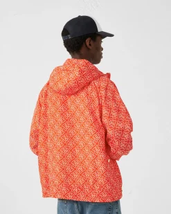 Blouson coupe-vent léger à capuche Mono rouge feu Storm monogram
