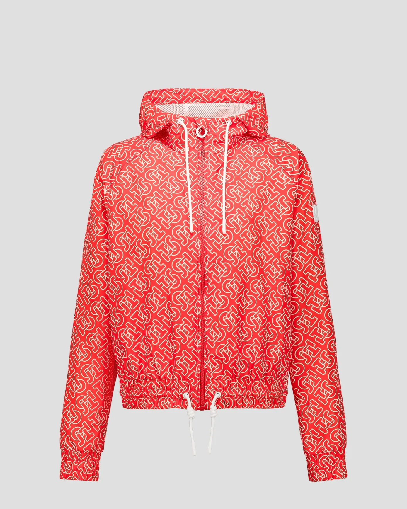 Blouson coupe-vent léger à capuche Mono rouge feu Alize monogram
