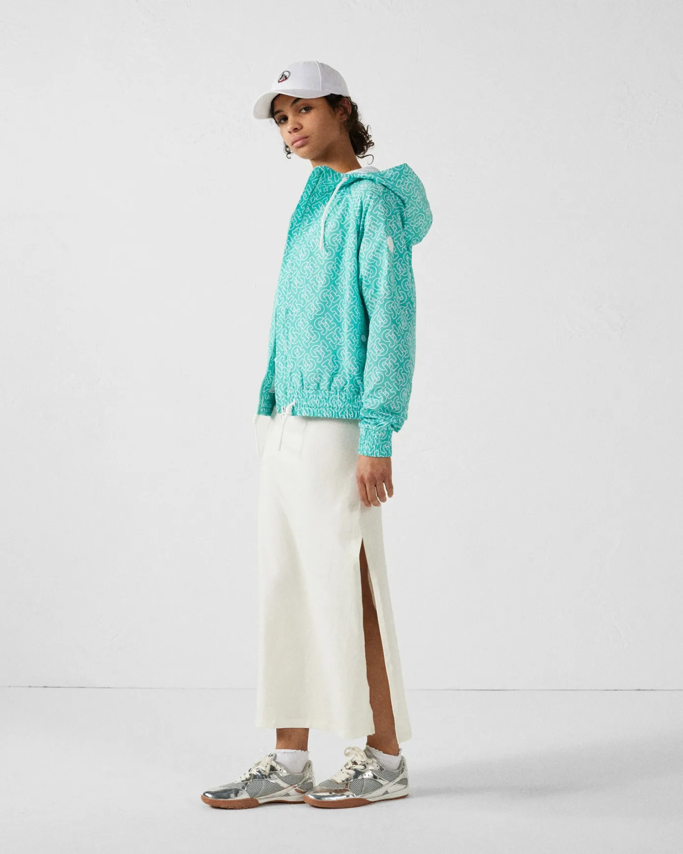 Blouson coupe-vent léger à capuche Mono lagon Alize monogram