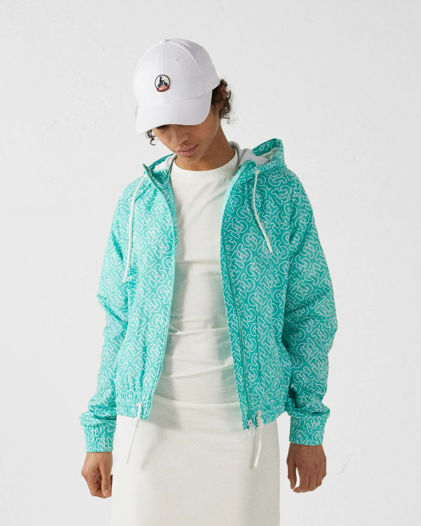 Blouson coupe-vent léger à capuche Mono lagon Alize monogram