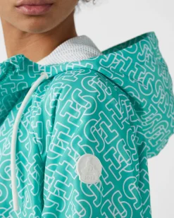 Blouson coupe-vent léger à capuche Mono lagon Alize monogram