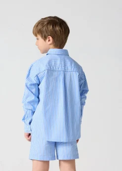 Chemise enfant en popeline Bleu céleste rayé Harold stripe