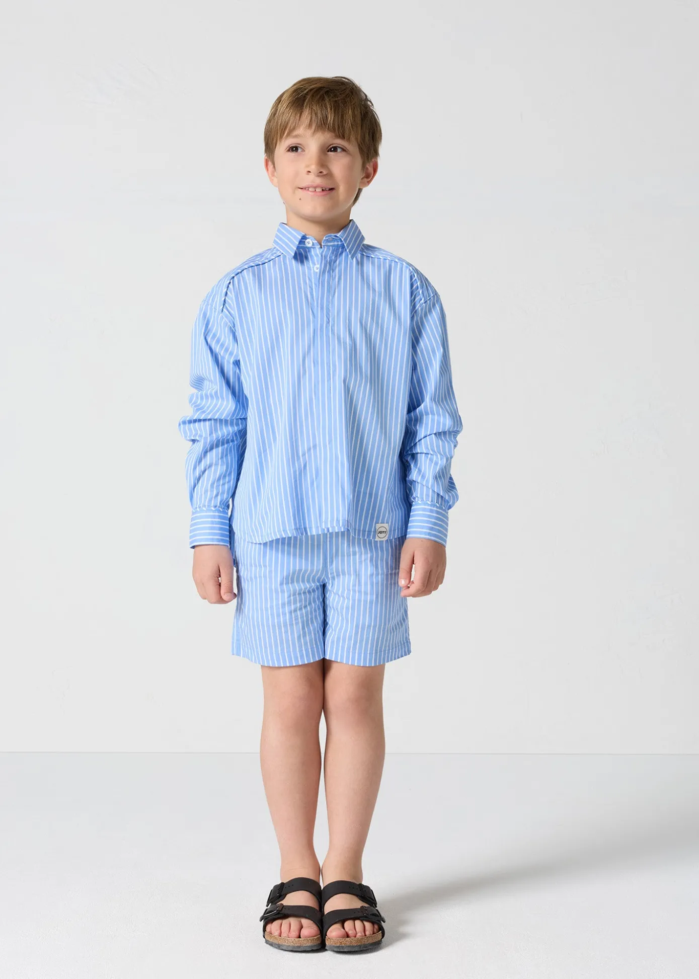 Chemise enfant en popeline Bleu céleste rayé Harold stripe