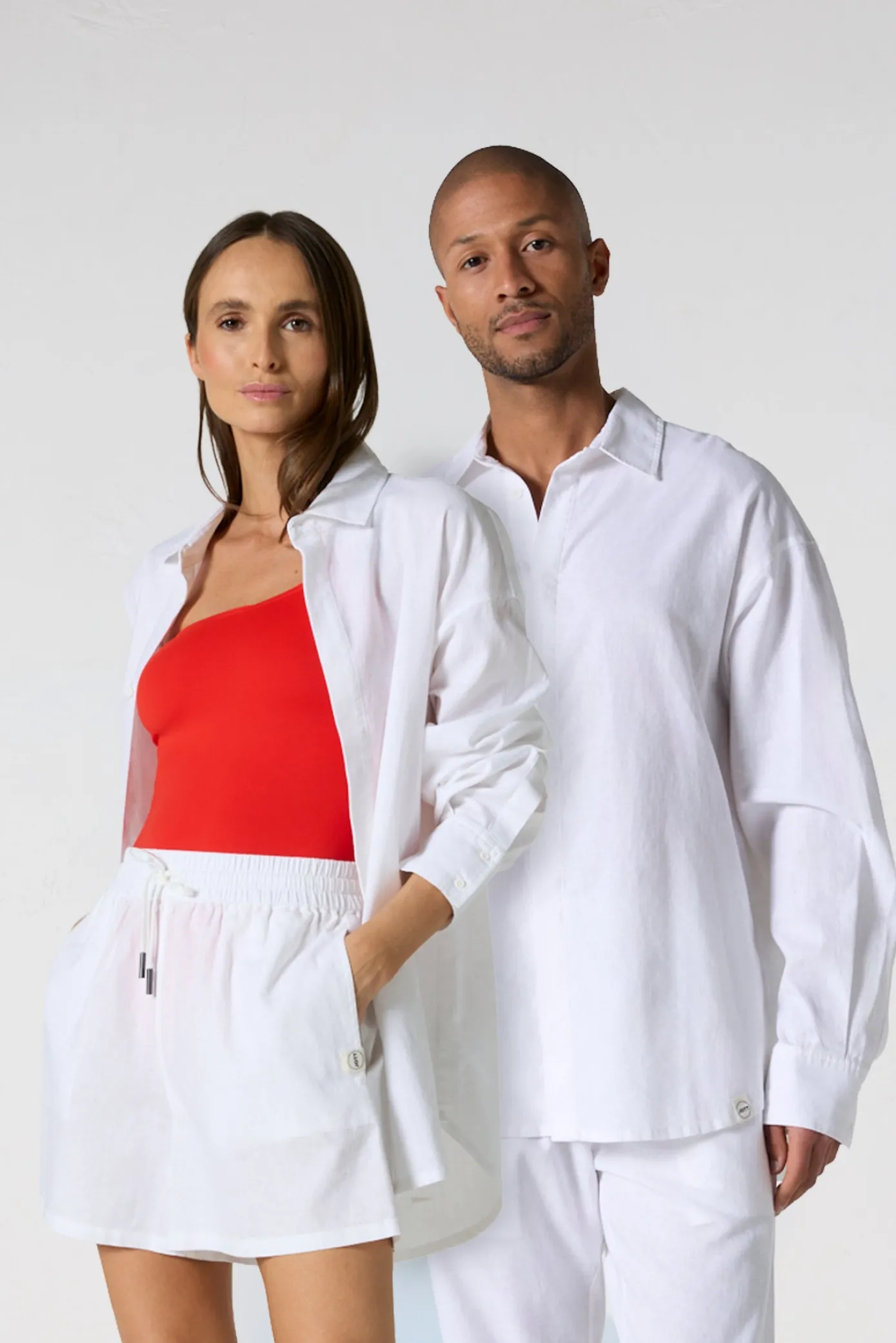 Chemise mixte en lin Blanc Calypso