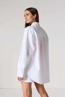 Chemise mixte en lin Blanc Calypso