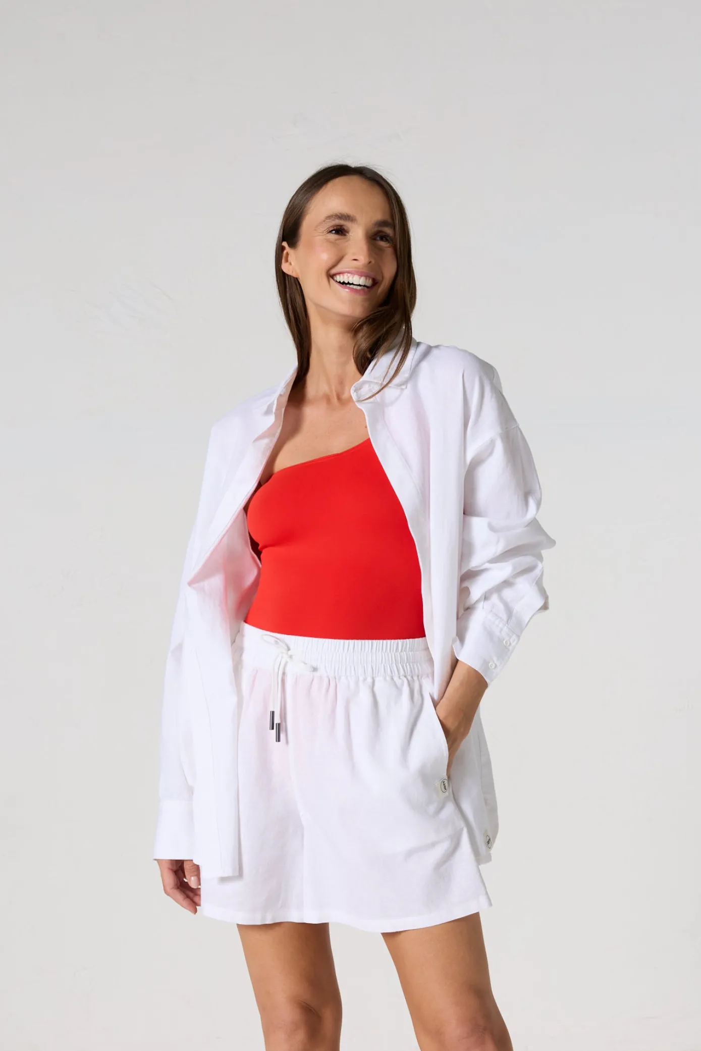 Chemise mixte en lin Blanc Calypso