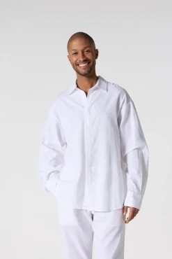 Chemise mixte en lin Blanc Calypso