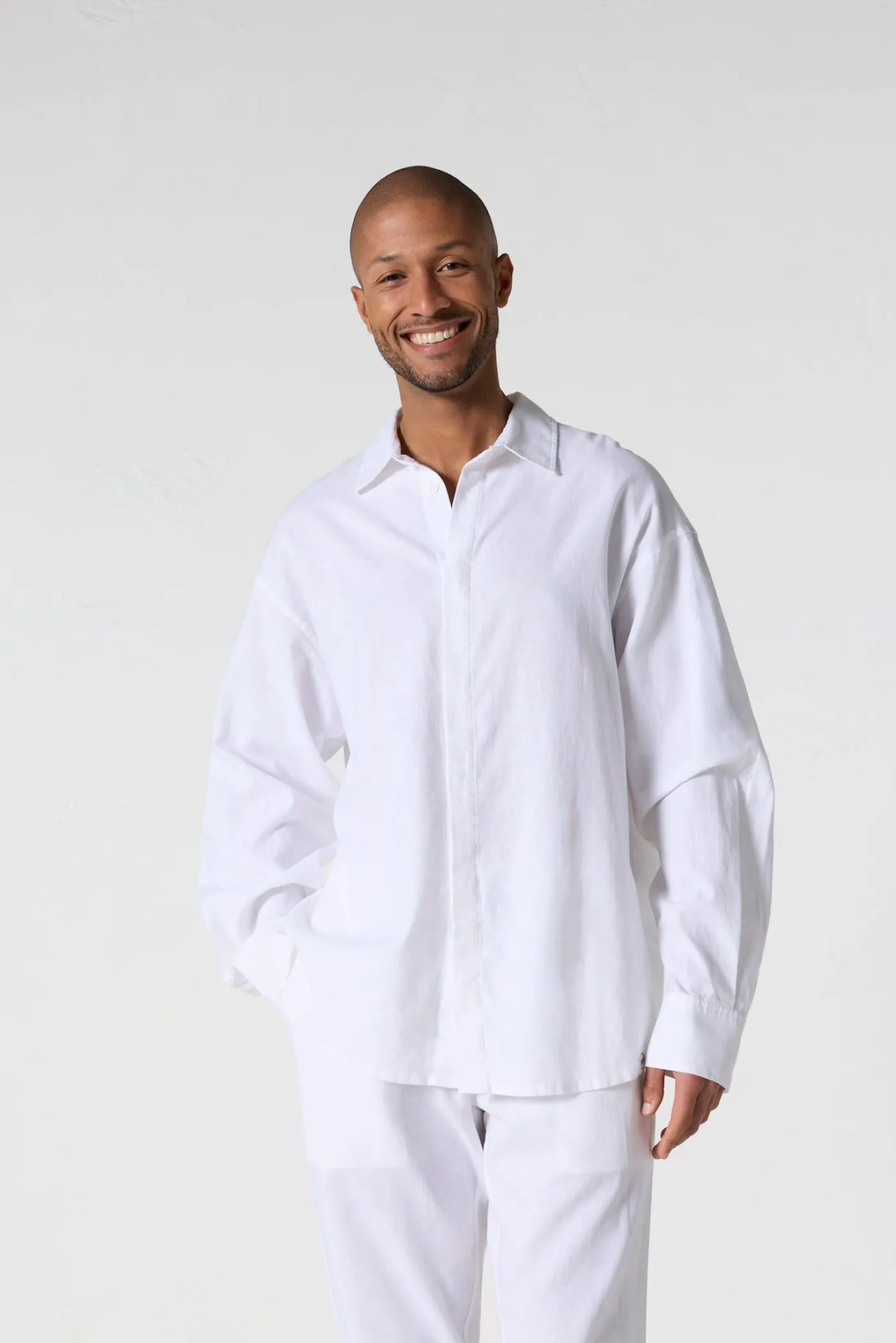 Chemise mixte en lin Blanc Calypso