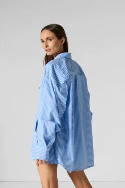Chemise mixte en popeline Bleu céleste rayé Duffy stripe