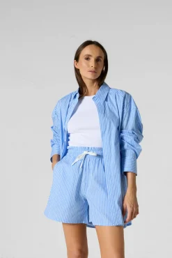 Chemise mixte en popeline Bleu céleste rayé Duffy stripe