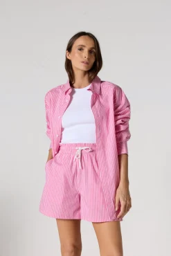 Chemise mixte en popeline Pink antique rayé Duffy stripe