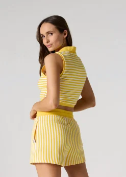 Crop-Top éponge Jaune abeille rayé Bay stripe