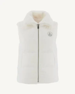 Doudoune avec des cristaux Swarovski®️ sans manches réversible Grand Froid Blanc Daria