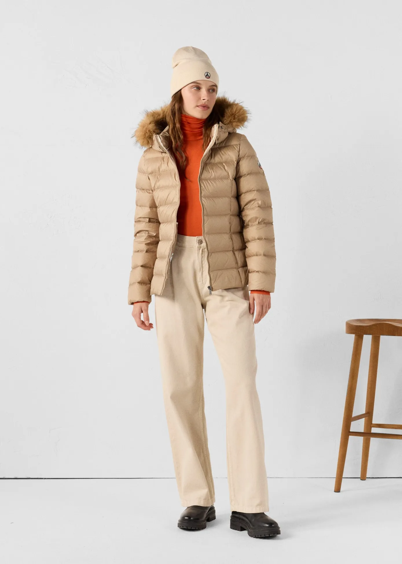 Doudoune à capuche Grand Froid Beige Luxe
