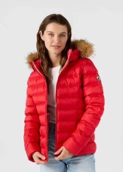 Doudoune à capuche Grand Froid Rouge carmin Luxe