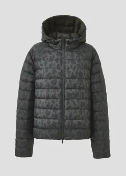 Doudoune courte à capuche Army foncé léopard Charline print