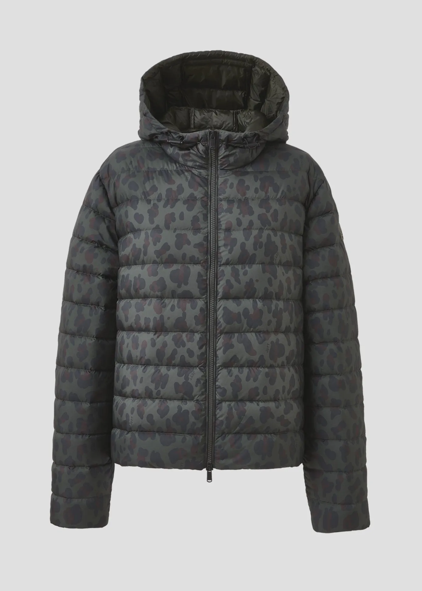 Doudoune courte à capuche Army foncé léopard Charline print