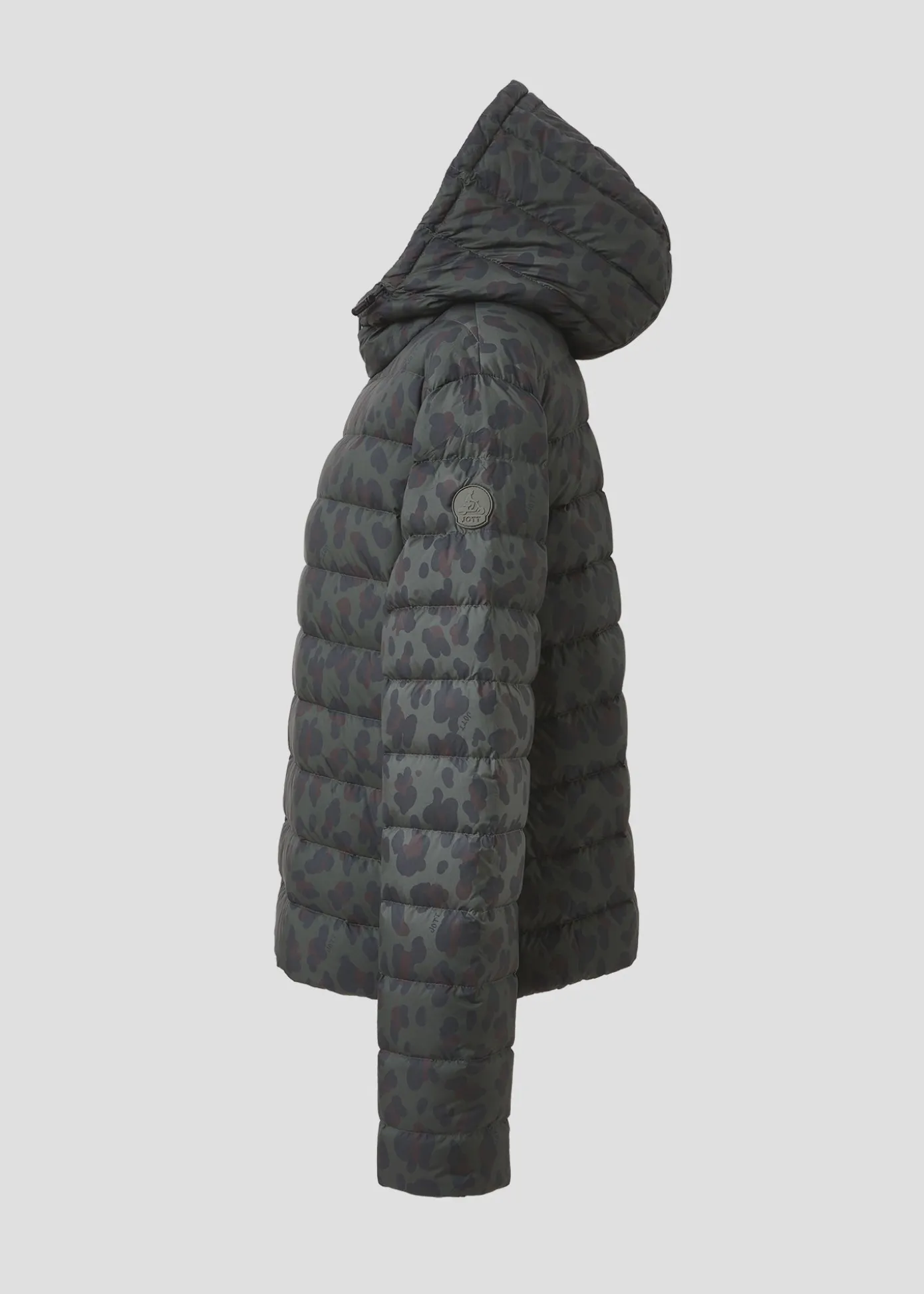Doudoune courte à capuche Army foncé léopard Charline print