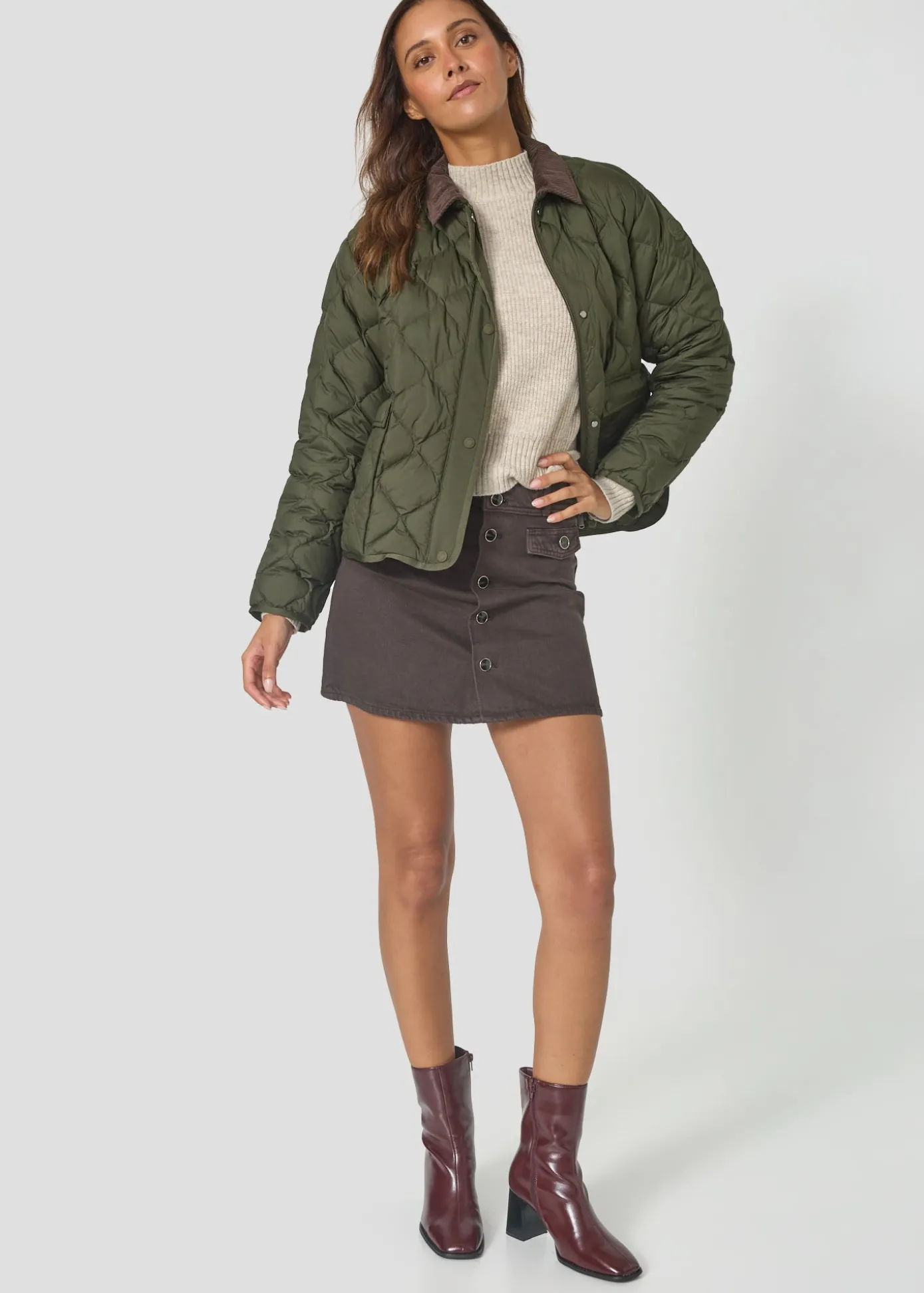 Doudoune courte oversize Army foncé Edna