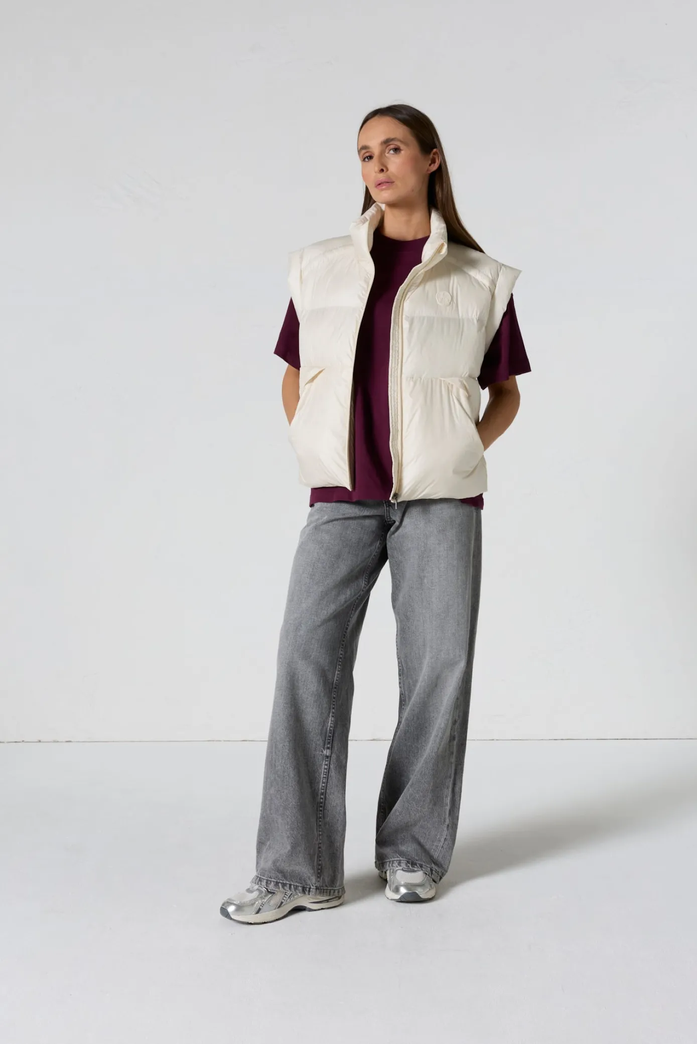 Doudoune courte oversize sans manches Naturel Lyna