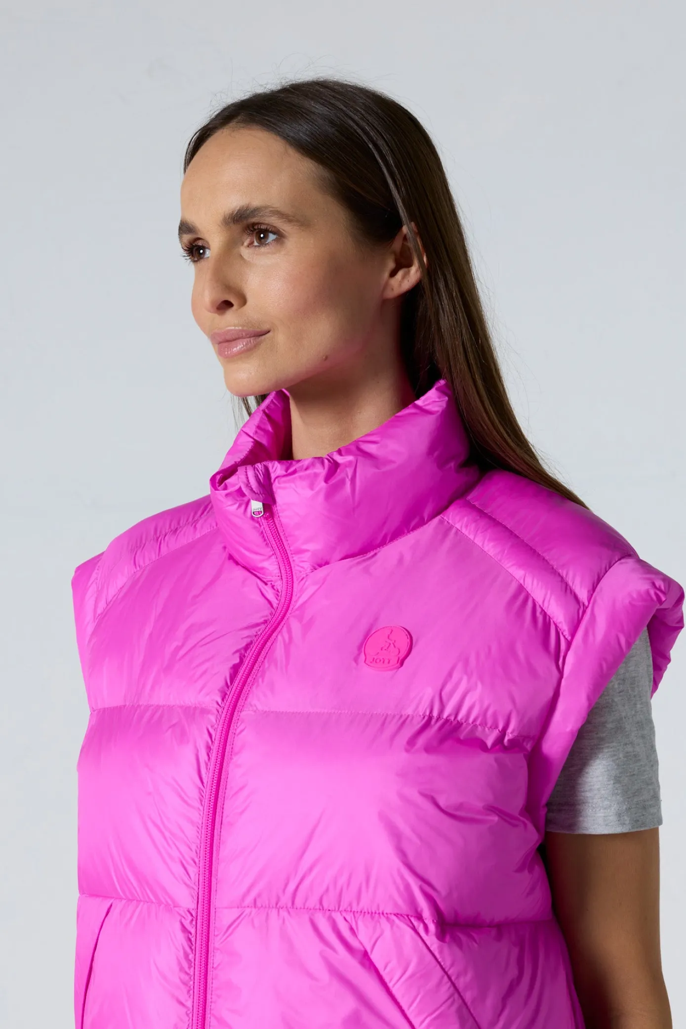 Doudoune courte oversize sans manches Rose électrique Lyna