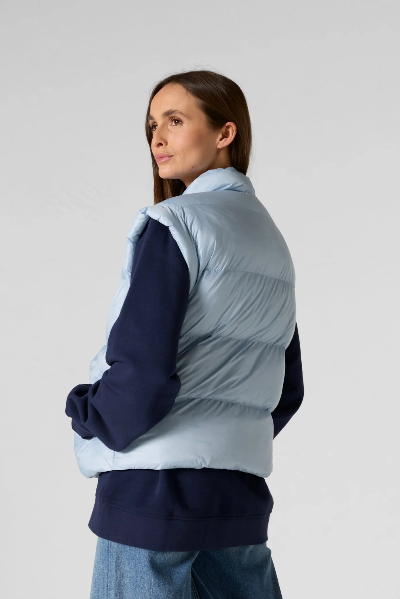 Doudoune courte oversize sans manches Cendre marine Lyna