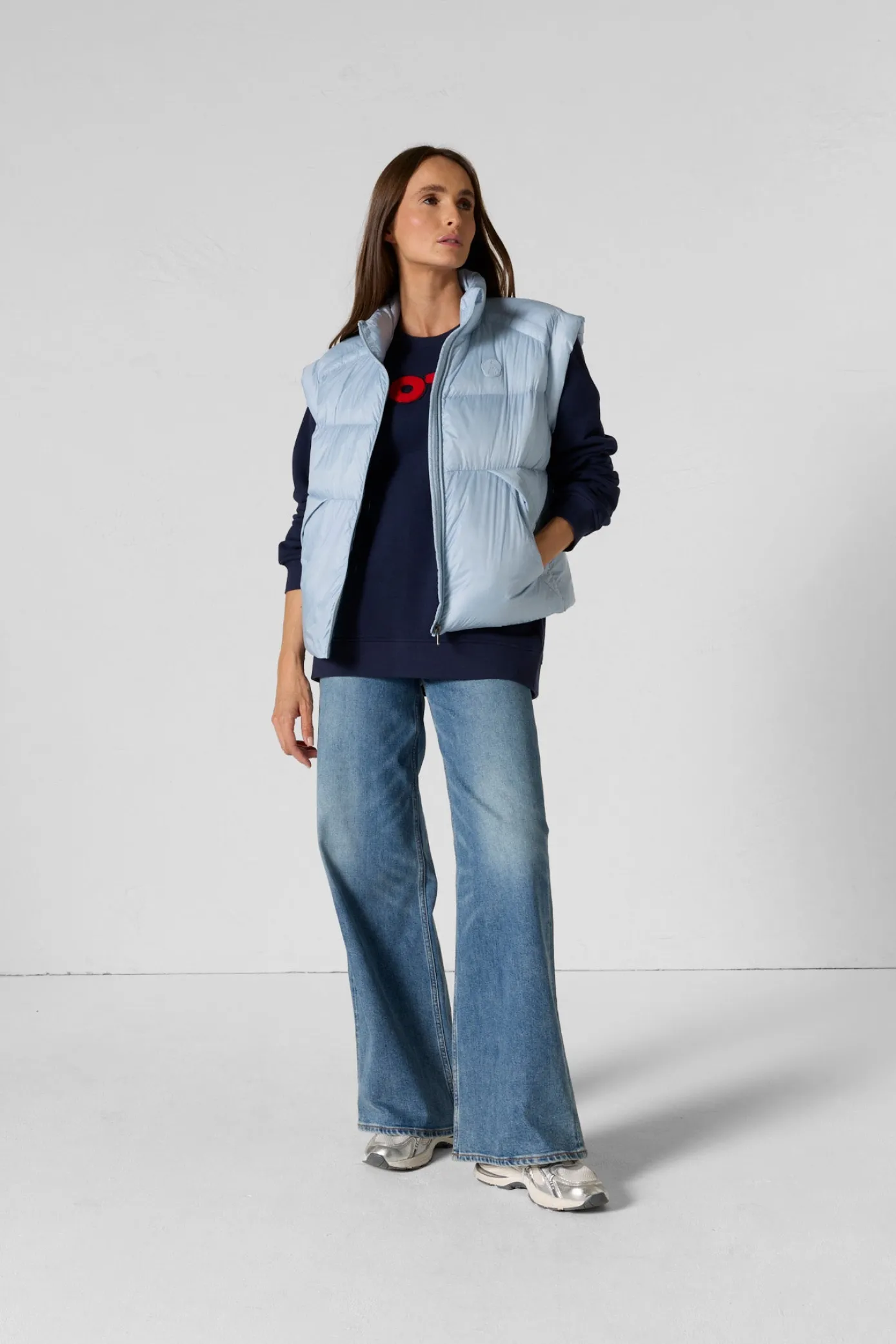 Doudoune courte oversize sans manches Cendre marine Lyna