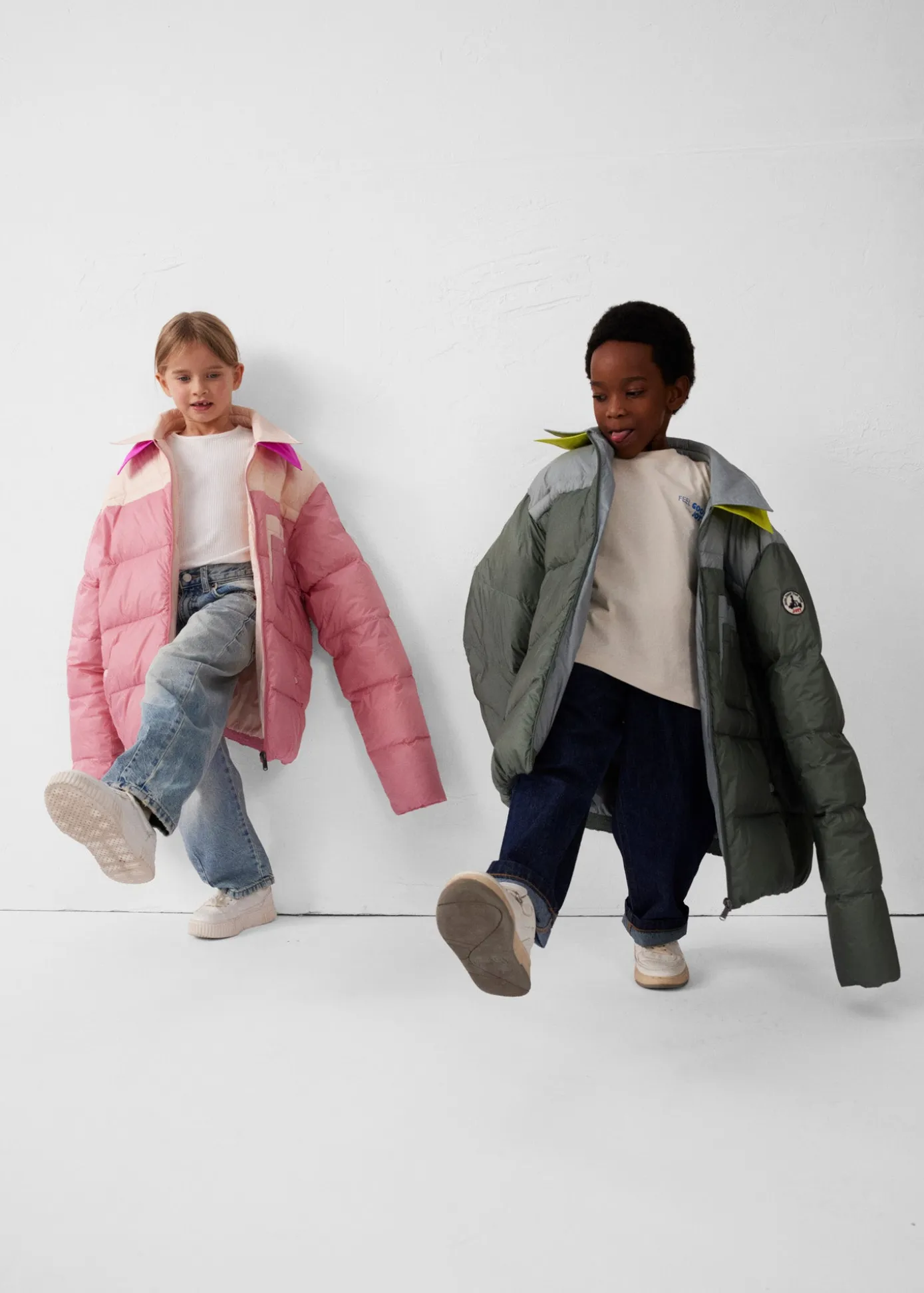 Doudoune enfant bicolore contrastée Pink antique/Salty nude Orel