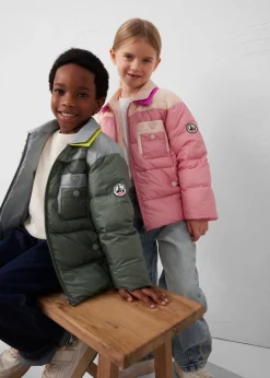 Doudoune enfant bicolore contrastée Vert sauge/Roche lunaire Orel