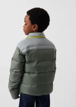 Doudoune enfant bicolore contrastée Vert sauge/Roche lunaire Orel