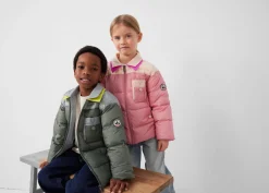 Doudoune enfant bicolore contrastée Vert sauge/Roche lunaire Orel