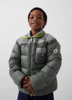 Doudoune enfant bicolore contrastée Vert sauge/Roche lunaire Orel