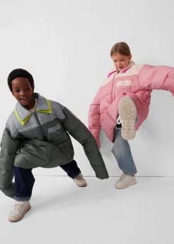 Doudoune enfant bicolore contrastée Vert sauge/Roche lunaire Orel