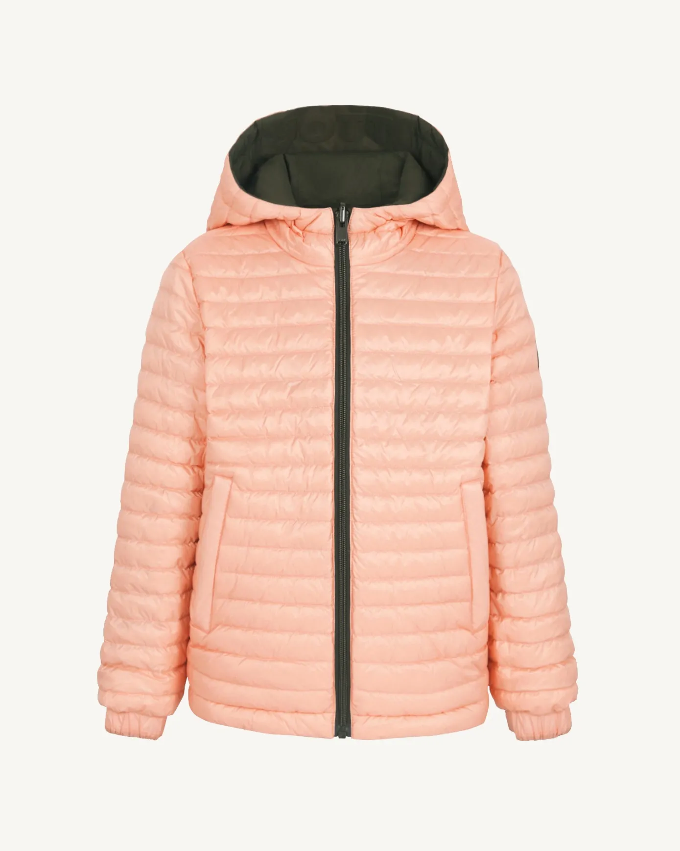 Doudoune enfant réversible à capuche Ultralight Army/Rose poudre Kyoto 2.0