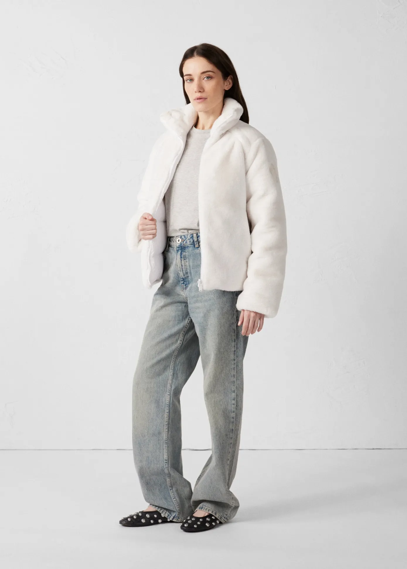 Doudoune fausse fourrure Blanc Olga