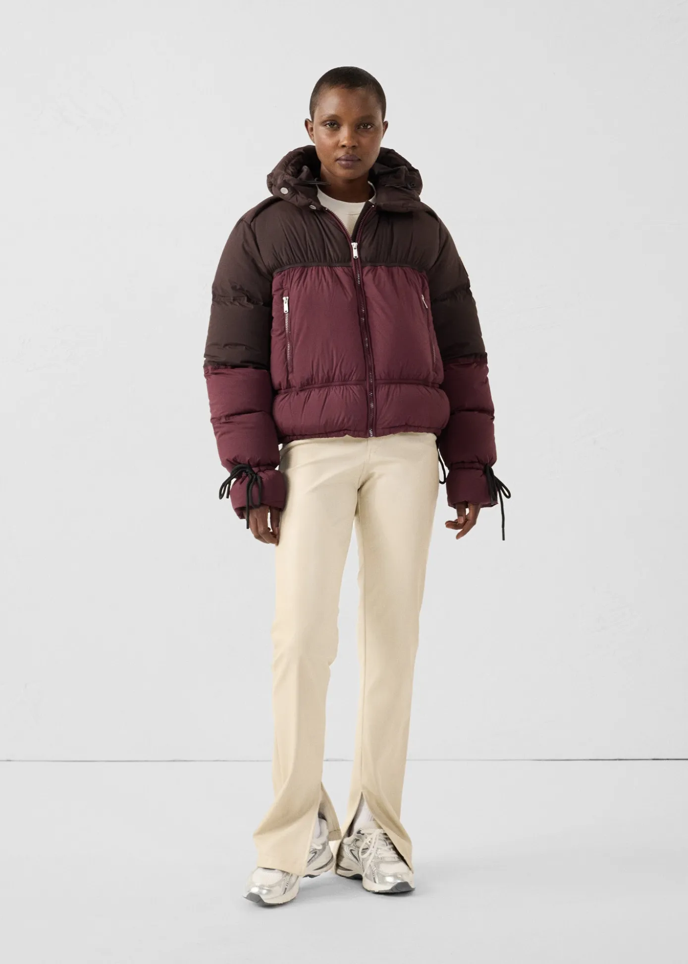 Doudoune Grand Froid esprit puffer Cerise noir/Café noir Nami Colorblock