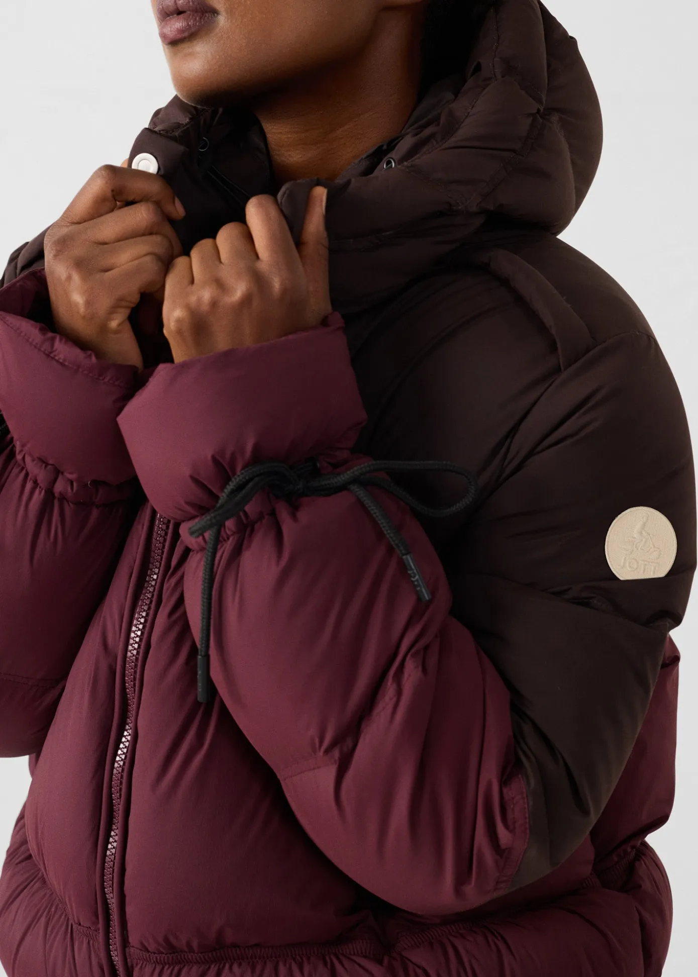 Doudoune Grand Froid esprit puffer Cerise noir/Café noir Nami Colorblock