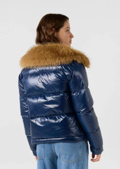 Doudoune Grand Froid fausse fourrure Marine Nevada shiny