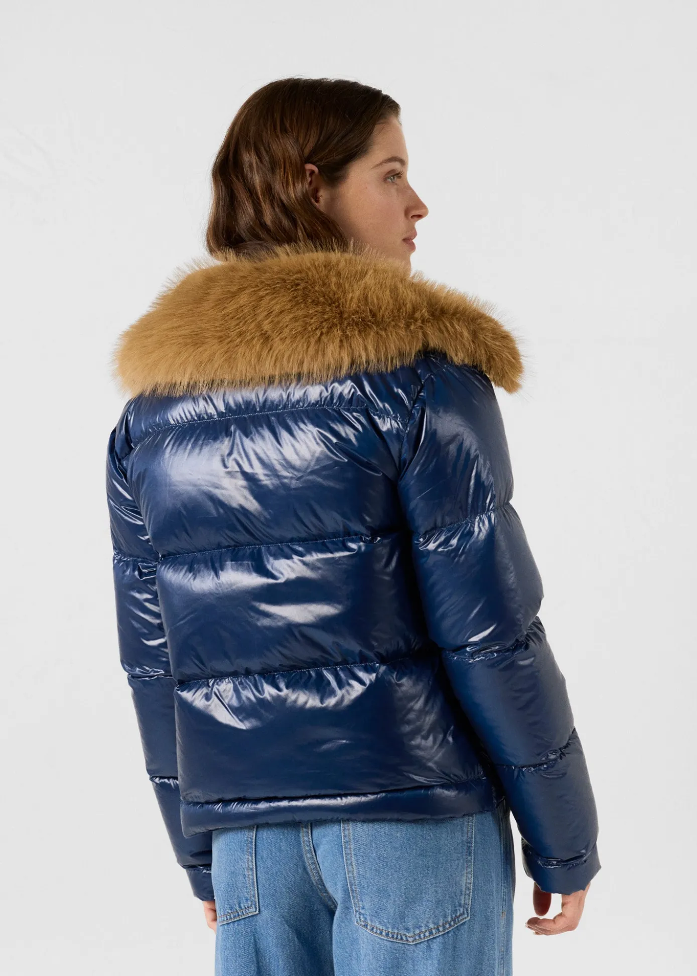Doudoune Grand Froid fausse fourrure Marine Nevada shiny
