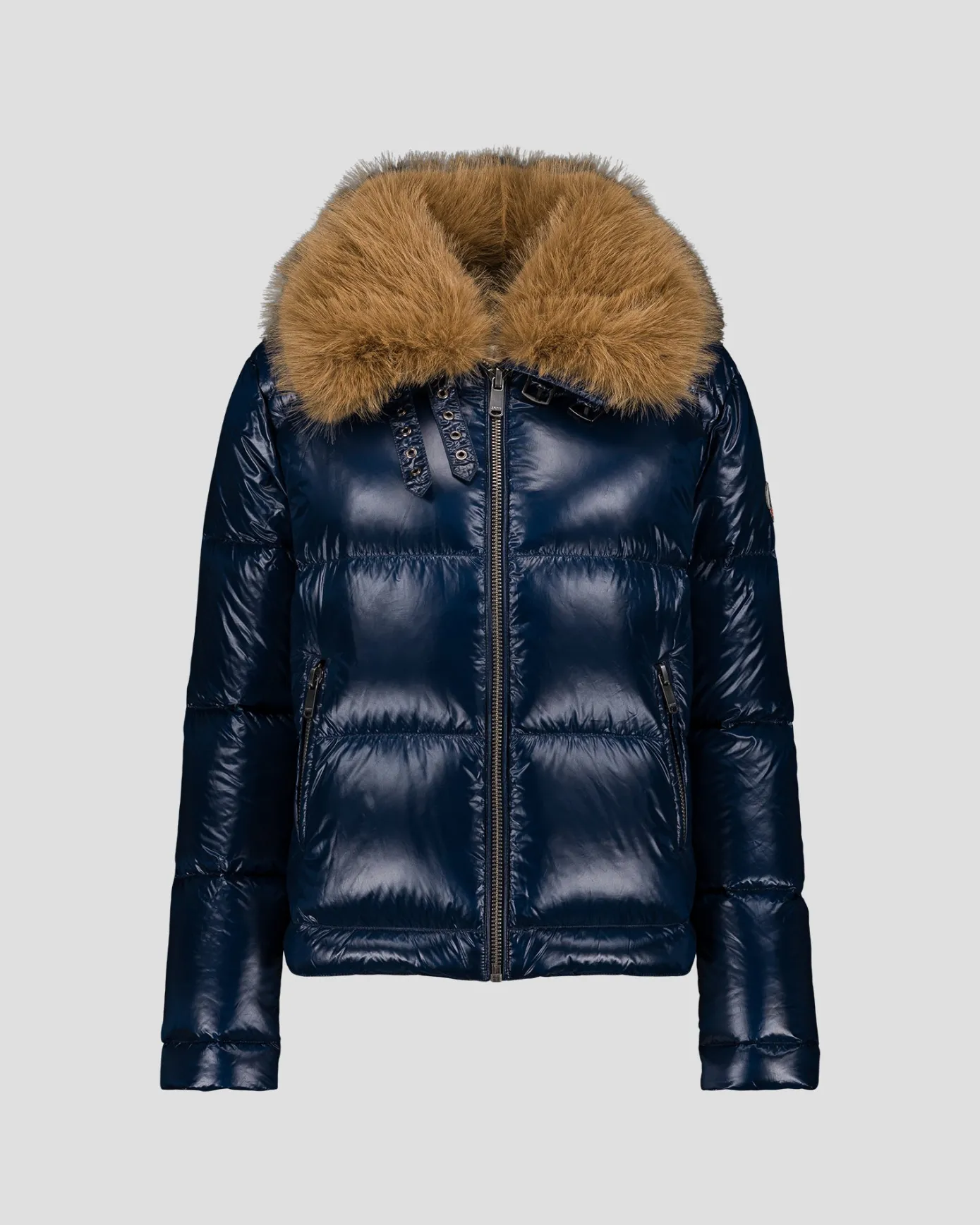 Doudoune Grand Froid fausse fourrure Marine Nevada shiny