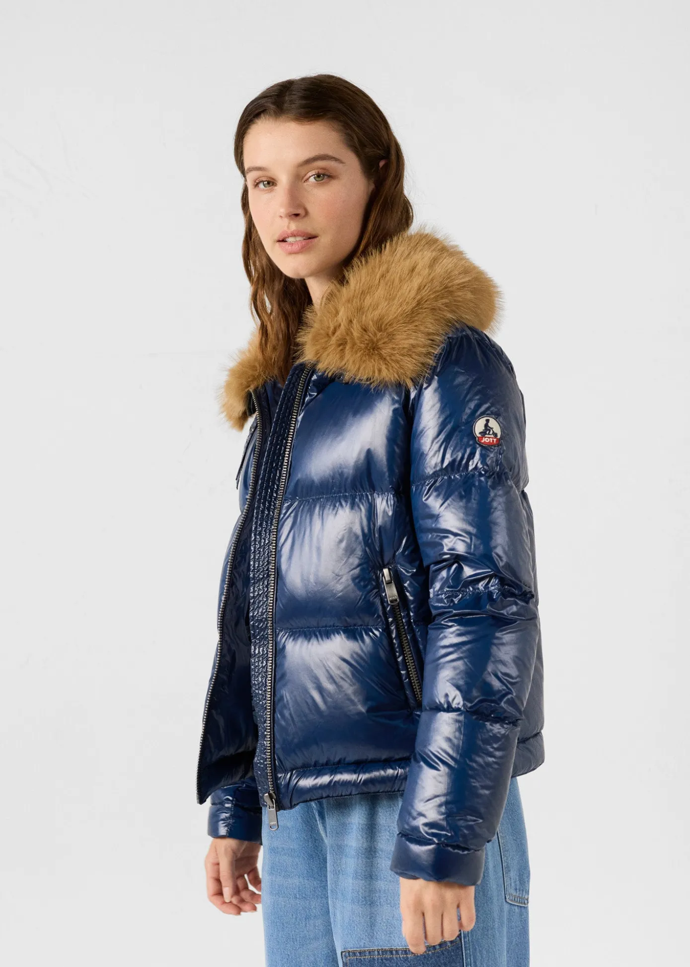 Doudoune Grand Froid fausse fourrure Marine Nevada shiny