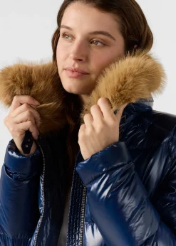 Doudoune Grand Froid fausse fourrure Marine Nevada shiny
