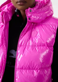 Doudoune laquée sans manches Grand Froid Rose électrique Clappe