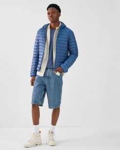 Doudoune légère à capuche Bleu jeans Nico