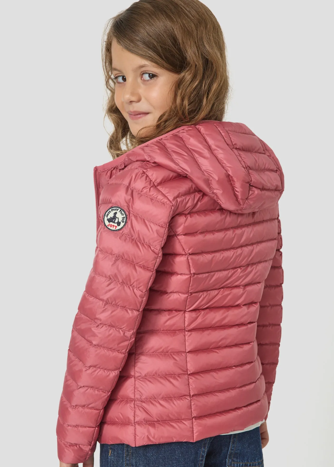 Doudoune légère à capuche enfant Velours rose Carla
