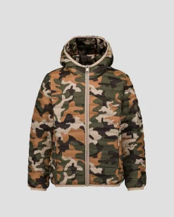 Doudoune légère à capuche enfant Camo sucre roux Hugo print