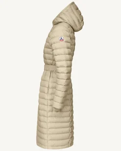 Doudoune longue à capuche Beige Lisy