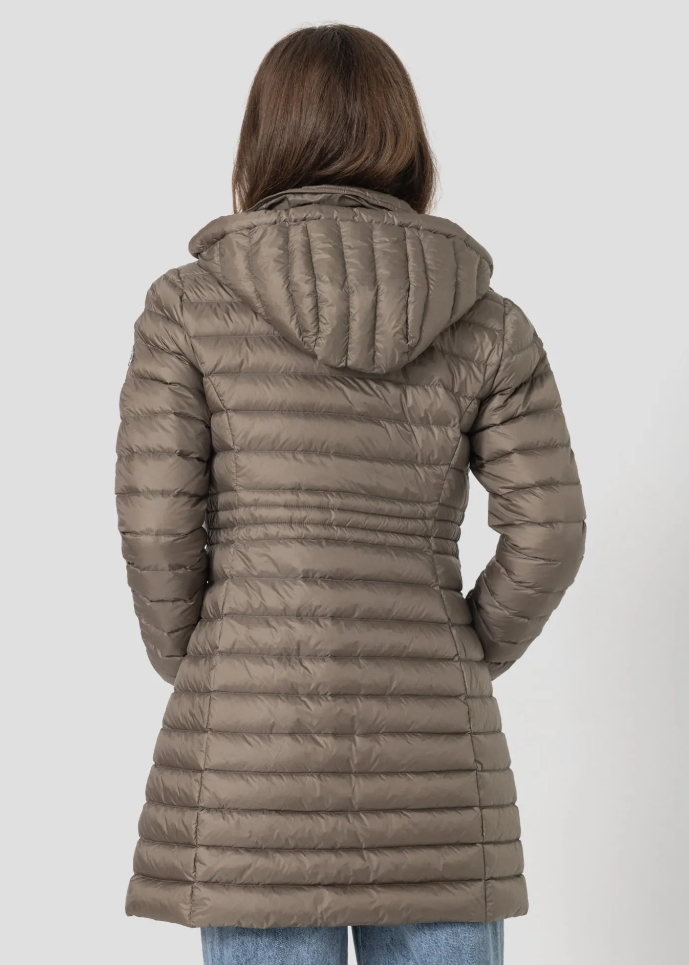 Doudoune longue à capuche Taupe Vero 2.0