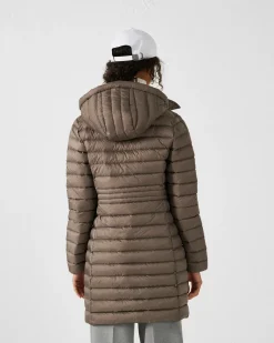 Doudoune longue à capuche Taupe Vero 2.0