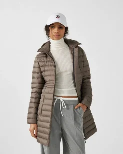 Doudoune longue à capuche Taupe Vero 2.0
